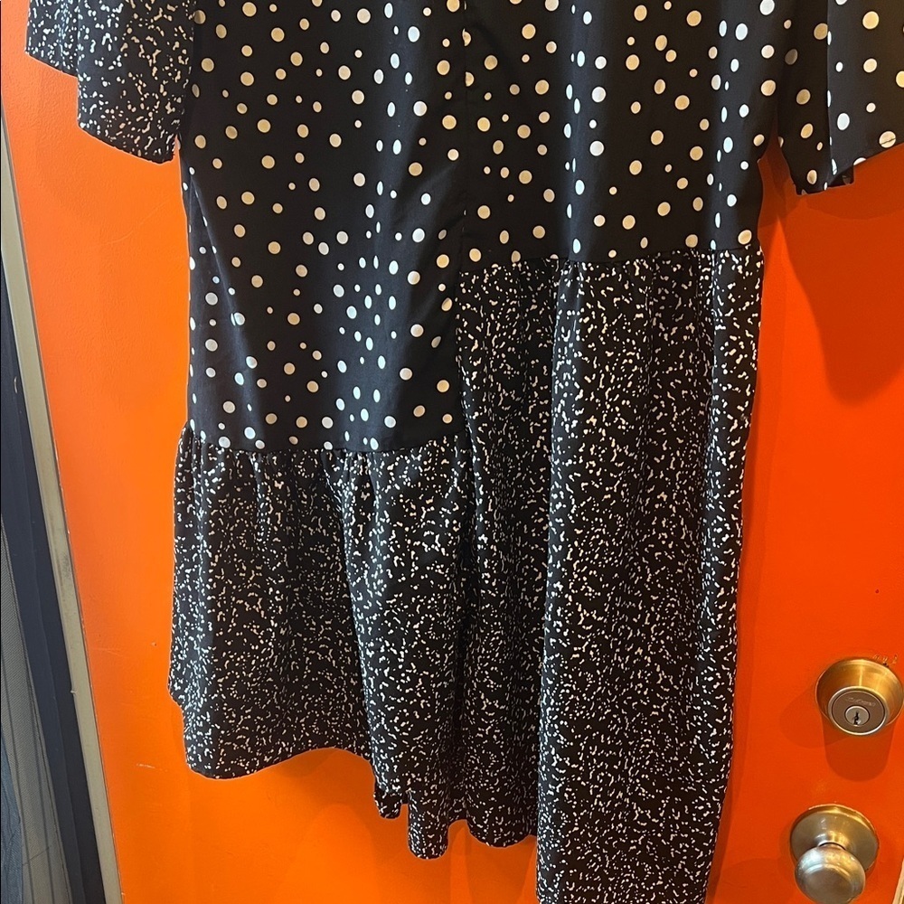 CAARA Black and White Polka Dot Midi Dress - Picture 7 of 9